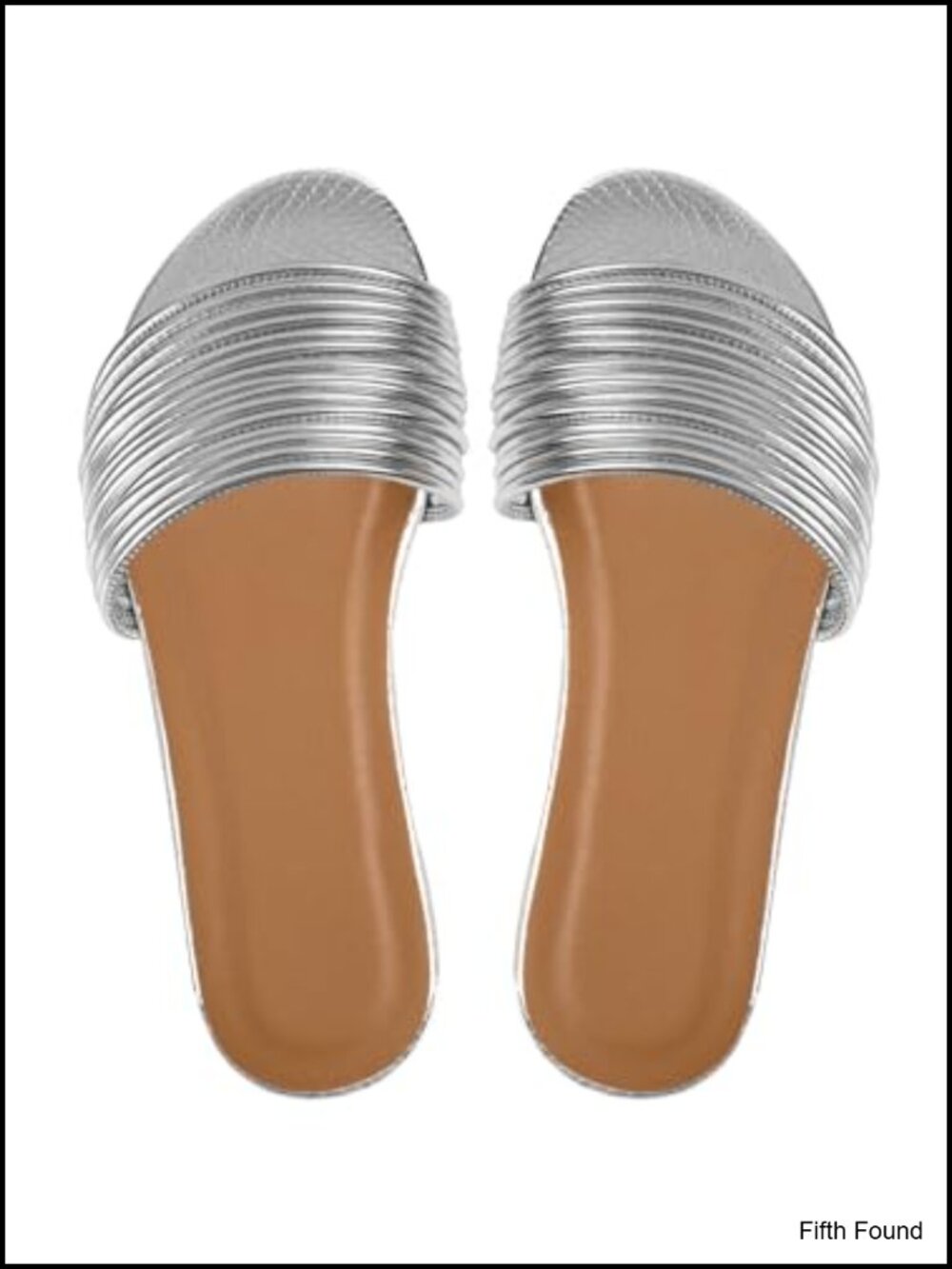 Women's Strappy Metallic Sandals Slide On Flat Open Toe Summer Beach Slides